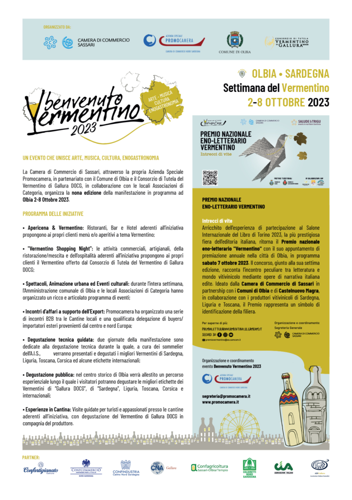 Locandina del Programma Benvenuto Vermentino 2023